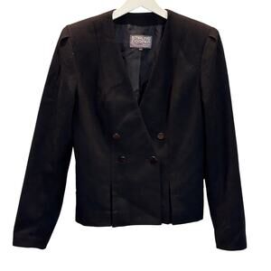Vintage Stirling Cooper Blazer Jacket Womens 4/5 Black 100% Wool Double Breasted